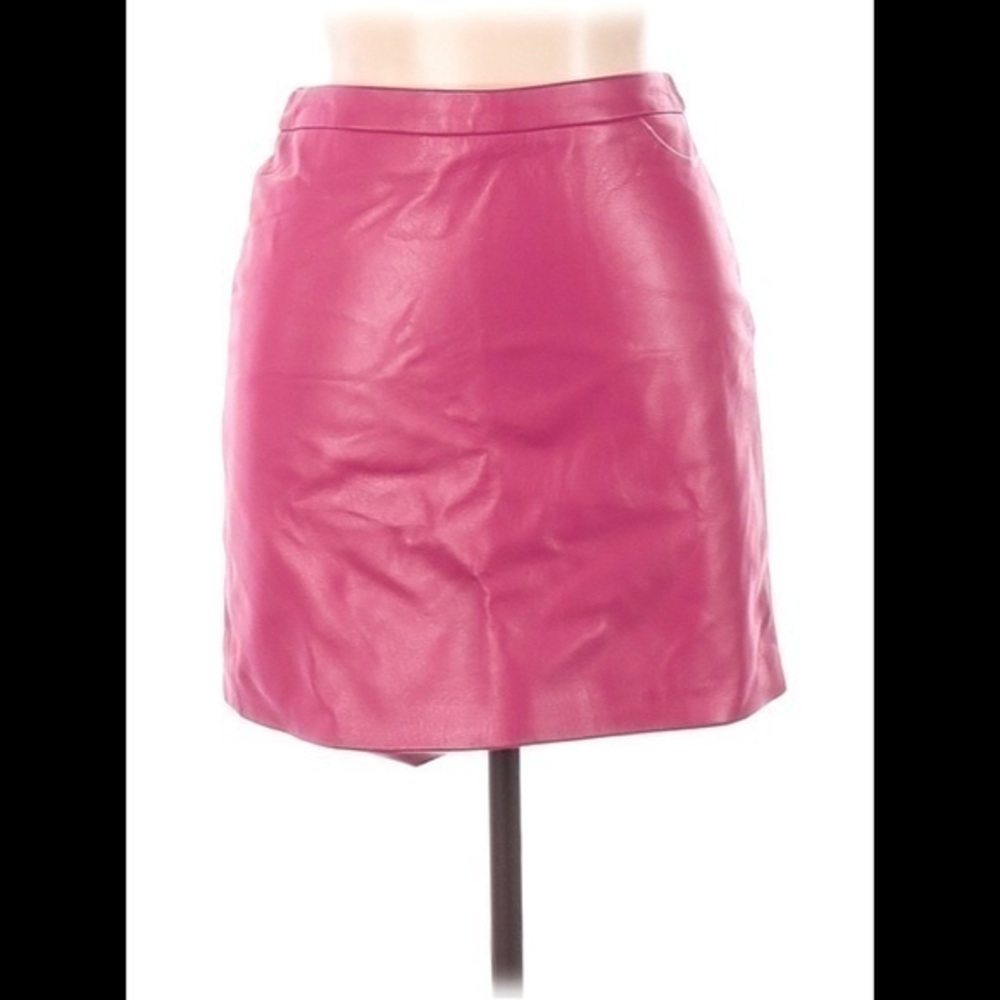 BCBGMaxAzria 90’s Y2K Club Pink Leather Mini Skirt Size 6 Vintage